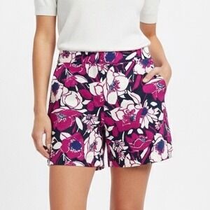Talbots NWT Floral Cotton Stretch Shorts 16 Tropical Coconutgirl Pink Navy